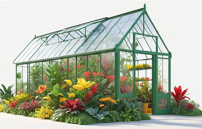 Fresh Flowers Bloom in Mini Greenhouse Digital 3d Illustration